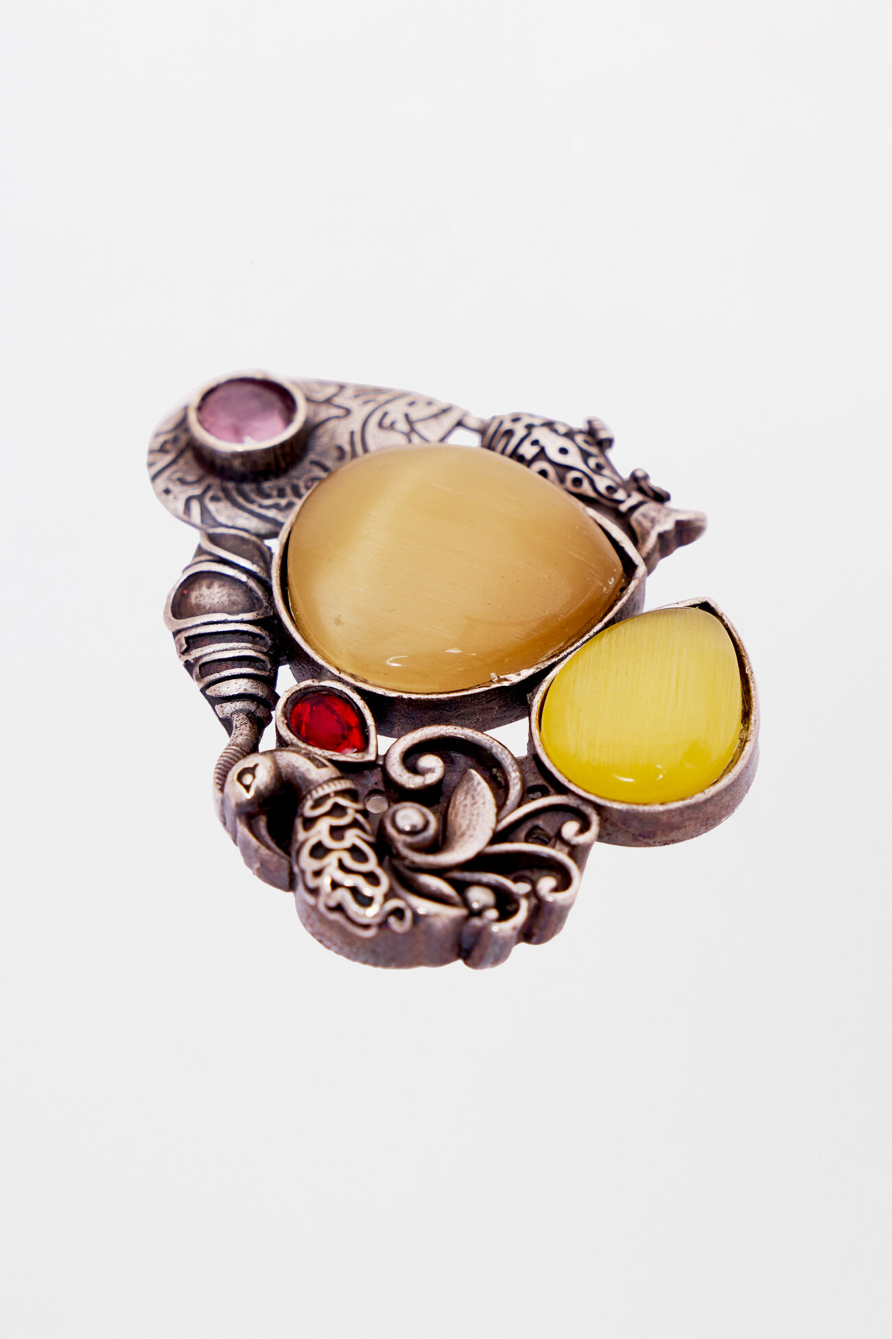 Yellow Alloy and Stone Ring, , image 1